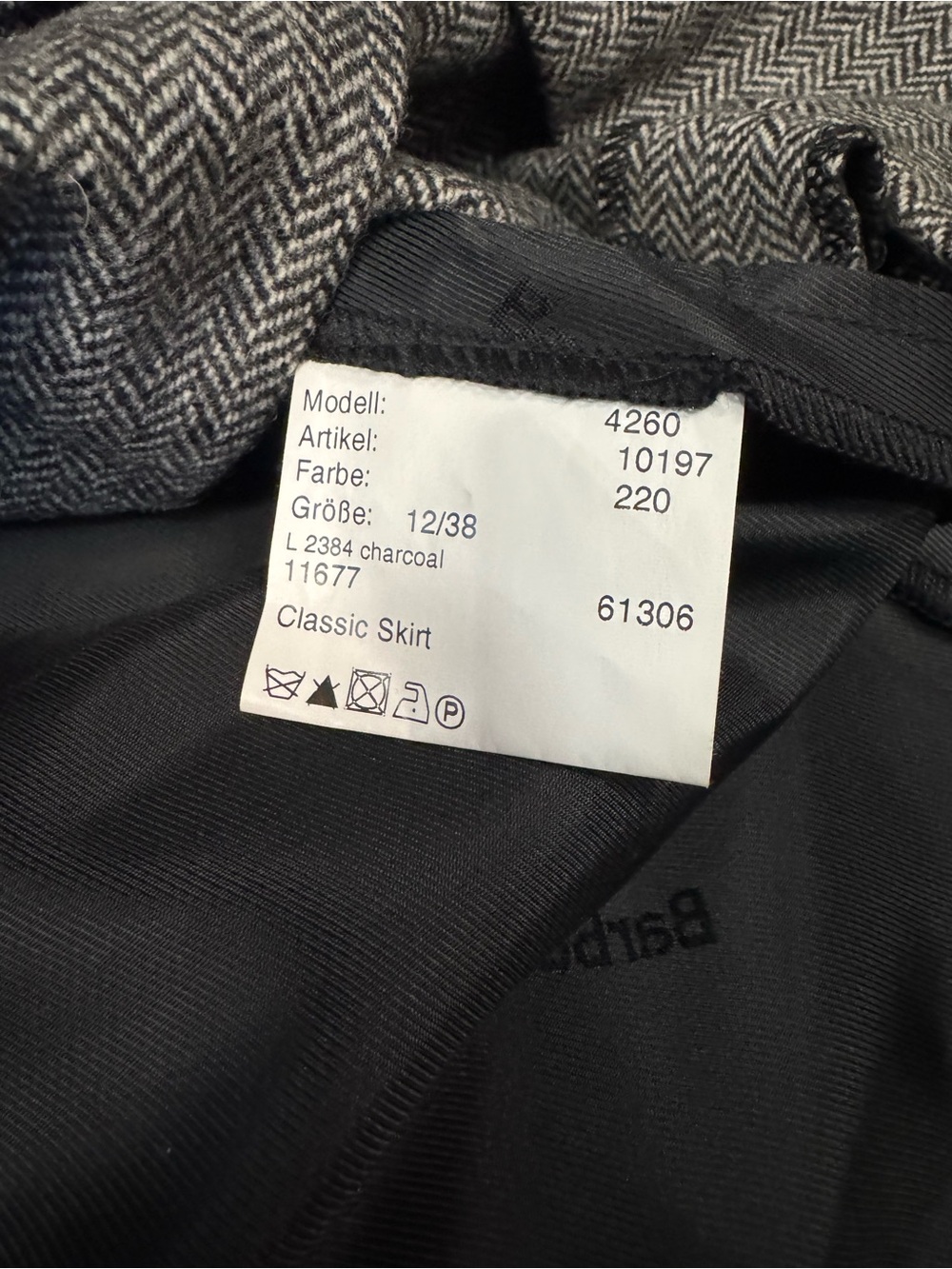 Barbour Classic Pleated Herringbone Skirt Wool Cashmere Blend Fully Lined Sz 8 - Picture 6 of 9
